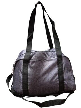 Thirty-One Gray Foldable Duffle Bag Weekender Travel Gym Tote w/ Shoulder Strap